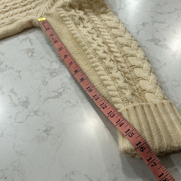 J.Crew Ruffleneck Cable Cardigan Sweater XXL White Cream BV351 Gold Buttons NWT - Picture 7 of 13